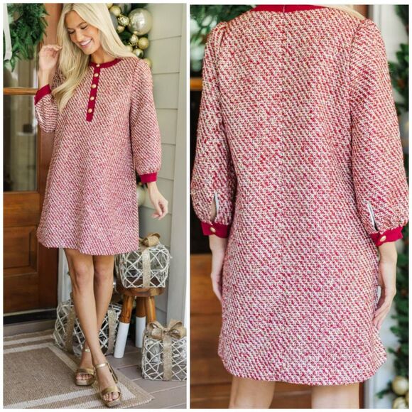 Shop the Mint Dresses & Skirts - Shop the Mint Tweed Dress size Medium Red White